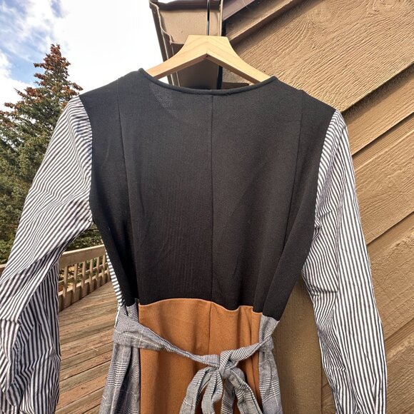 EUC Zara Mixed Media Prairie Core Midi-Dress - Picture 4 of 8